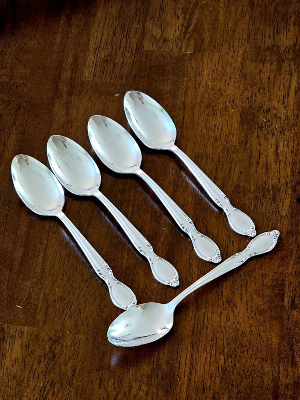 Wm Rogers Precious Mirror Spoons set-5 vintage Silverplate MCM 1954 Flatware